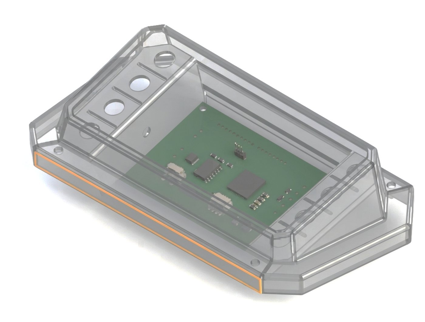 CAD of the speedometer housing with the circuit board inside